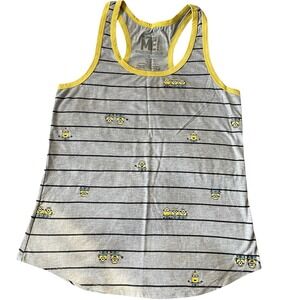 Despicable Me Minions women's gray Tank Top‎ Striped Graphic racerback Top large